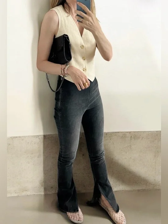 ♥️EB Denim High-Rise Stretch Split Hem Jeggings | Size M - Picture 10 of 10